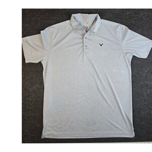 Callaway Golf Men's Blue White Striped Polo Shirt Opti-Dri Performance Size L